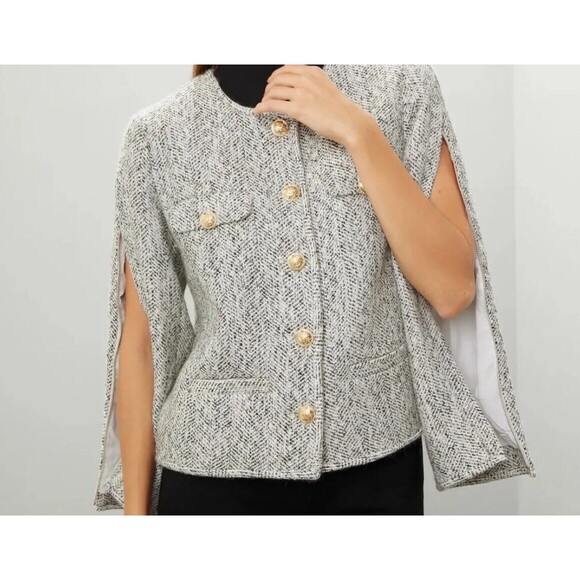 DEREK LAM Collective Blazer Womens 40 Gray Tweed Jacket Wool Blend - Picture 3 of 10